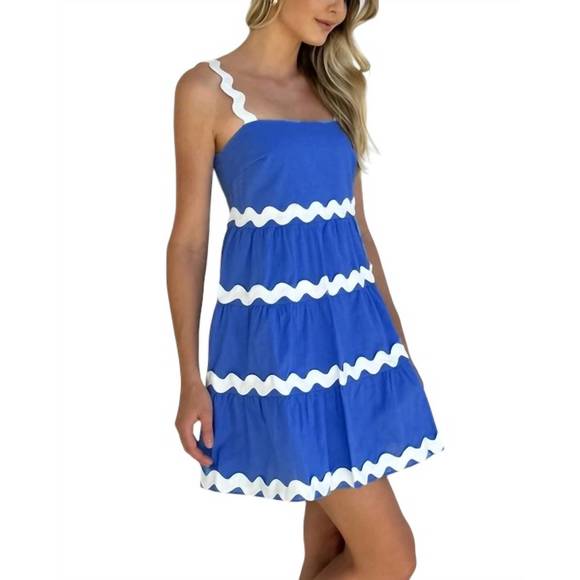 NEW ROSA CLOTHING luna loose sweet lace patchwork dress in sky blue - Picture 2 of 3